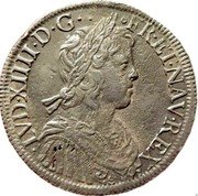 France ECU Louis XIV 1652 S KM# 155.15 LVD XIIII D G FR ET NAV REX coin obverse France ECU Louis XIV 1652 S KM# 155.15 LVD XIIII D G FR ET NAV REX coin obverse