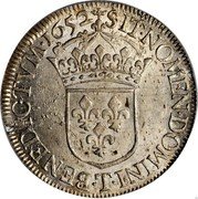 France ECU Louis XIV 1652 T KM# 155.16 SIT NOMEN DOMINI T BENEDICTVM 1652 coin reverse France ECU Louis XIV 1652 T KM# 155.16 SIT NOMEN DOMINI T BENEDICTVM 1652 coin reverse