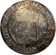 France ECU Louis XIV 1652 V KM# 181.2 SIT NOMEN DOMINI BENEDICTVM 1652 coin reverse