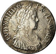 France ECU Louis XIV 1652 X KM# 155.17 LVD XIIII D G FR ET NAV REX coin obverse