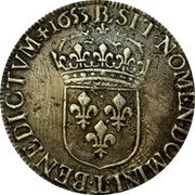 France ECU Louis XIV 1653 L KM# 155.10 SIT NOMEN DOMINI L BENEDICTVM 1653 coin reverse