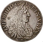 France ECU Louis XIV 1665 L KM# 214.2 LVD XIIII D G FR ET NAV REX coin obverse France ECU Louis XIV 1665 L KM# 214.2 LVD XIIII D G FR ET NAV REX coin obverse