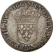 France ECU Louis XIV 1665 L KM# 214.2 SIT NOMEN DOMINI L BENEDICTVM 1665 coin reverse France ECU Louis XIV 1665 L KM# 214.2 SIT NOMEN DOMINI L BENEDICTVM 1665 coin reverse