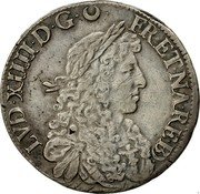 France ECU Louis XIV 1667 KM# 216 LVD XIIII D G FR ET NAV RE BD coin obverse France ECU Louis XIV 1667 KM# 216 LVD XIIII D G FR ET NAV RE BD coin obverse