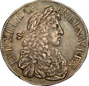 France ECU Louis XIV 1669 & KM# 214.3 LVD XIIII D G FR ET NAV REX coin obverse France ECU Louis XIV 1669 & KM# 214.3 LVD XIIII D G FR ET NAV REX coin obverse