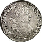 France ECU Louis XIV 1671 KM# 215 LVD XIIII D G FR ET NA REX coin obverse France ECU Louis XIV 1671 KM# 215 LVD XIIII D G FR ET NA REX coin obverse