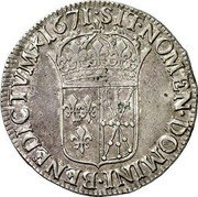 France ECU Louis XIV 1671 KM# 215 SIT NOMEN DOMINI BENEDICTVM 1671 coin reverse France ECU Louis XIV 1671 KM# 215 SIT NOMEN DOMINI BENEDICTVM 1671 coin reverse