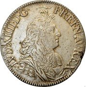 France ECU Louis XIV 1679 A KM# 226.1 LVD XIIII D G FR ET NAV REX coin obverse France ECU Louis XIV 1679 A KM# 226.1 LVD XIIII D G FR ET NAV REX coin obverse