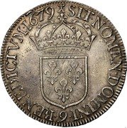 France ECU Louis XIV 1679 Numeral 9 KM# 226.13 SIT NOMEN DOMINI 9 BENEDICTVM 1679 coin reverse France ECU Louis XIV 1679 Numeral 9 KM# 226.13 SIT NOMEN DOMINI 9 BENEDICTVM 1679 coin reverse
