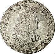 France ECU Louis XIV 1680 K KM# 226.7 LVD XIIII D G FR ET NA REX coin obverse France ECU Louis XIV 1680 K KM# 226.7 LVD XIIII D G FR ET NA REX coin obverse