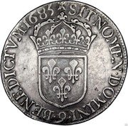 France ECU Louis XIV 1685 Numeral 9 KM# 253.5 SIT NOMEN DOMINI 9 BENEDICTVM 1685 coin reverse France ECU Louis XIV 1685 Numeral 9 KM# 253.5 SIT NOMEN DOMINI 9 BENEDICTVM 1685 coin reverse