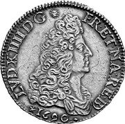 France ECU Louis XIV 1690 KM# 276 LVD XIIII D G FR ET NA RE BD 1690 coin obverse