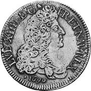France ECU Louis XIV 1690 & KM# 275.20 LVD XIIII D G FR ET NAV REX 1690 coin obverse