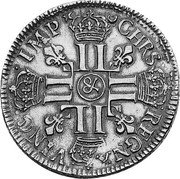 France ECU Louis XIV 1690 & KM# 275.20 CHRS REGN VINC IMP & coin reverse