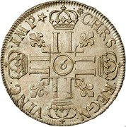 France ECU Louis XIV 1690 Numeral 9 KM# 275.21 CHRS REGN VINC IMP 9 coin reverse