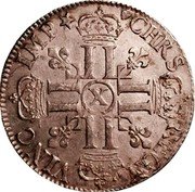France ECU Louis XIV 1690 X KM# 275.15 CHRS REGN VINC IMP X coin reverse