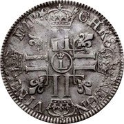 France ECU Louis XIV 1691 Crowned L KM# 275.17 CHRS REGN VINC IMP L coin reverse