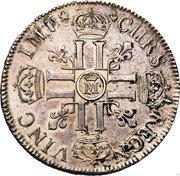 France ECU Louis XIV 1691 Crowned M KM# 275.18 CHRS REGN VINC IMP M coin reverse