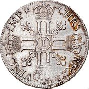 France ECU Louis XIV 1691 I KM# 275.7 CHRS REGN VINC IMP I coin reverse France ECU Louis XIV 1691 I KM# 275.7 CHRS REGN VINC IMP I coin reverse