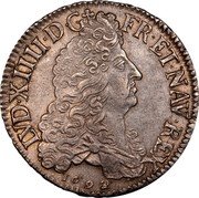 France ECU Louis XIV 1692 S KM# 275.14 LVD XIIII D G FR ET NAV REX 1692 coin obverse