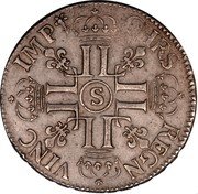 France ECU Louis XIV 1692 S KM# 275.14 CHRS REGN VINC IMP S coin reverse