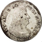 France ECU Louis XIV 1693 S KM# 298.17 LVD XIIII D G FR ET NAV REX coin obverse France ECU Louis XIV 1693 S KM# 298.17 LVD XIIII D G FR ET NAV REX coin obverse
