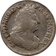 France ECU Louis XIV 1694 A KM# 298.1 LVD XIIII D G FR ET NAV REX coin obverse France ECU Louis XIV 1694 A KM# 298.1 LVD XIIII D G FR ET NAV REX coin obverse