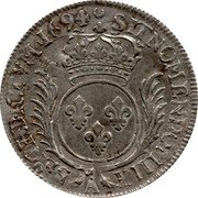 France ECU Louis XIV 1694 A KM# 298.1 SIT NOMEN DOMINI A BENEDICTVM 1694 coin reverse France ECU Louis XIV 1694 A KM# 298.1 SIT NOMEN DOMINI A BENEDICTVM 1694 coin reverse