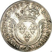 France ECU Louis XIV 1694 KM# 298.26 SIT NOMEN DOMINI BENEDICTVM 1694 CC coin reverse France ECU Louis XIV 1694 KM# 298.26 SIT NOMEN DOMINI BENEDICTVM 1694 CC coin reverse