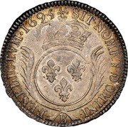 France ECU Louis XIV 1695 B KM# 298.3 SIT NOMEN DOMINI B BENEDICTVM 1693 coin reverse France ECU Louis XIV 1695 B KM# 298.3 SIT NOMEN DOMINI B BENEDICTVM 1693 coin reverse