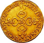 France ECU D’or Henry IV 1609 B KM# 11.2 CHRISTVS REGNAT VINCIT ET IMP 1609 B coin reverse France ECU D’or Henry IV 1609 B KM# 11.2 CHRISTVS REGNAT VINCIT ET IMP 1609 B coin reverse