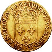 France ECU D’or Louis XIII 1641 A KM# 123 LVDOVICVS XIII D G FRANC ET NAV REX coin obverse