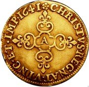 France ECU D’or Louis XIII 1641 A KM# 123 CHRISTVS REGNAT VINC ET IMP 1641 A coin reverse