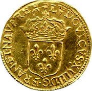 France ECU D’or Louis XIV 1644 I KM# 146.7 LVDOVICVS XIIII D G FRAN ET NAVA REX coin obverse France ECU D’or Louis XIV 1644 I KM# 146.7 LVDOVICVS XIIII D G FRAN ET NAVA REX coin obverse