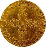 France ECU D’or Louis XIV 1645 D KM# 146.5 CHRISTVS REGNAT VINCIT ET IMP 1645 D coin reverse France ECU D’or Louis XIV 1645 D KM# 146.5 CHRISTVS REGNAT VINCIT ET IMP 1645 D coin reverse