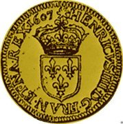France ECU D’or Henry IV 1610 KM# 12 HENRICVS IIII D G FRAN ET NA REX 1607 coin obverse France ECU D’or Henry IV 1610 KM# 12 HENRICVS IIII D G FRAN ET NA REX 1607 coin obverse
