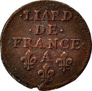 France Liard Louis XIV 1655 A KM# 192.1 LIARD DE FRANCE A coin reverse France Liard Louis XIV 1655 A KM# 192.1 LIARD DE FRANCE A coin reverse