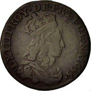 France Liard Louis XIV 1655 C KM# 192.4 L XIIII ROY DE FR ET DE NA 1655 coin obverse France Liard Louis XIV 1655 C KM# 192.4 L XIIII ROY DE FR ET DE NA 1655 coin obverse