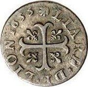 France Liard Louis XIV 1655 KM# 189 LIARD DE LION 1655 coin reverse France Liard Louis XIV 1655 KM# 189 LIARD DE LION 1655 coin reverse