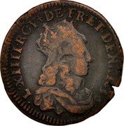 France Liard Louis XIV 1656 D KM# 192.5 L XIIII ROY DE FR ET DE NA 1656 coin obverse France Liard Louis XIV 1656 D KM# 192.5 L XIIII ROY DE FR ET DE NA 1656 coin obverse