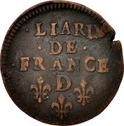 France Liard Louis XIV 1656 D KM# 192.5 LIARD DE FRANCE D coin reverse France Liard Louis XIV 1656 D KM# 192.5 LIARD DE FRANCE D coin reverse