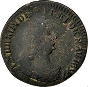 France Liard Louis XIV 1699 Crowned L KM# 284.22 L XIIII ROY DE FR ET DE NAV 1697 coin obverse France Liard Louis XIV 1699 Crowned L KM# 284.22 L XIIII ROY DE FR ET DE NAV 1697 coin obverse