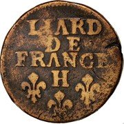 France Liard (Louis XIV) KM# 284.7 LIARD DE FRANCE H coin reverse France Liard (Louis XIV) KM# 284.7 LIARD DE FRANCE H coin reverse