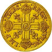 France Louis D'or Louis XIII 1642 A KM# 136.1 CHRS REGN VINC IMP A LL coin reverse France Louis D'or Louis XIII 1642 A KM# 136.1 CHRS REGN VINC IMP A LL coin reverse