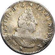 France 1/12 ECU (10 Sols) Louis XIV 1702 D KM# 321.5 LVD XIIII D G FR ET NAV REX coin obverse France 1/12 ECU (10 Sols) Louis XIV 1702 D KM# 321.5 LVD XIIII D G FR ET NAV REX coin obverse