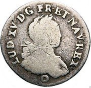 France 1/16 ECU Louis XV 1725 AA KM# 477.2 LUD XV D G FR ET NAV REX coin obverse