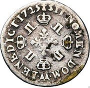 France 1/16 ECU Louis XV 1725 AA KM# 477.2 SIT NOMEN DOM AA BENEDICT 1725 coin reverse