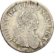 France 1/16 ECU Louis XV 1725 KM# 477.6 LUD XV D G FR ET NAV REX coin obverse