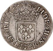 France 1/2 ECU William IX 1649 KM# 95 SOLI DEO HONOR DE ET GLORIA 1649 coin reverse France 1/2 ECU William IX 1649 KM# 95 SOLI DEO HONOR DE ET GLORIA 1649 coin reverse
