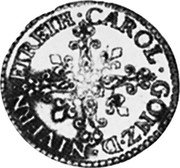 France 1/2 Escalin 1609 KM# 15 Nevers & Rethel / Duchy / Standard Coinage CAROLVS GONZ D NIVERN ET RETH coin obverse